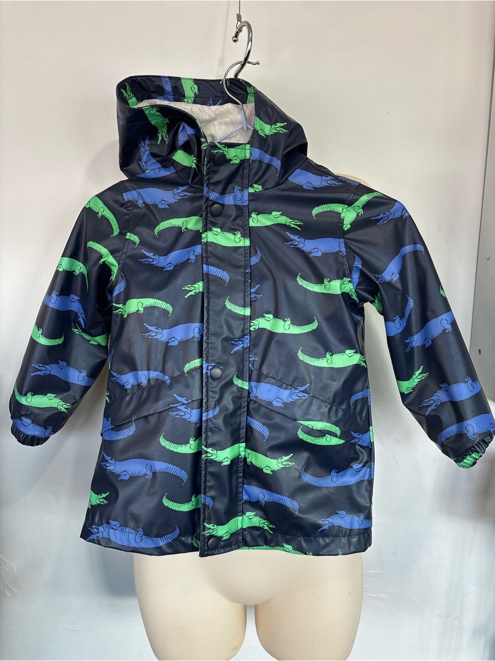 George Navy Raincoat with Blue & Green Crocodile Print